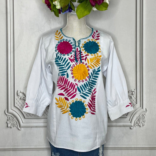 Rococo  Rainbow Tunic 3/4 Sleeve - Manta