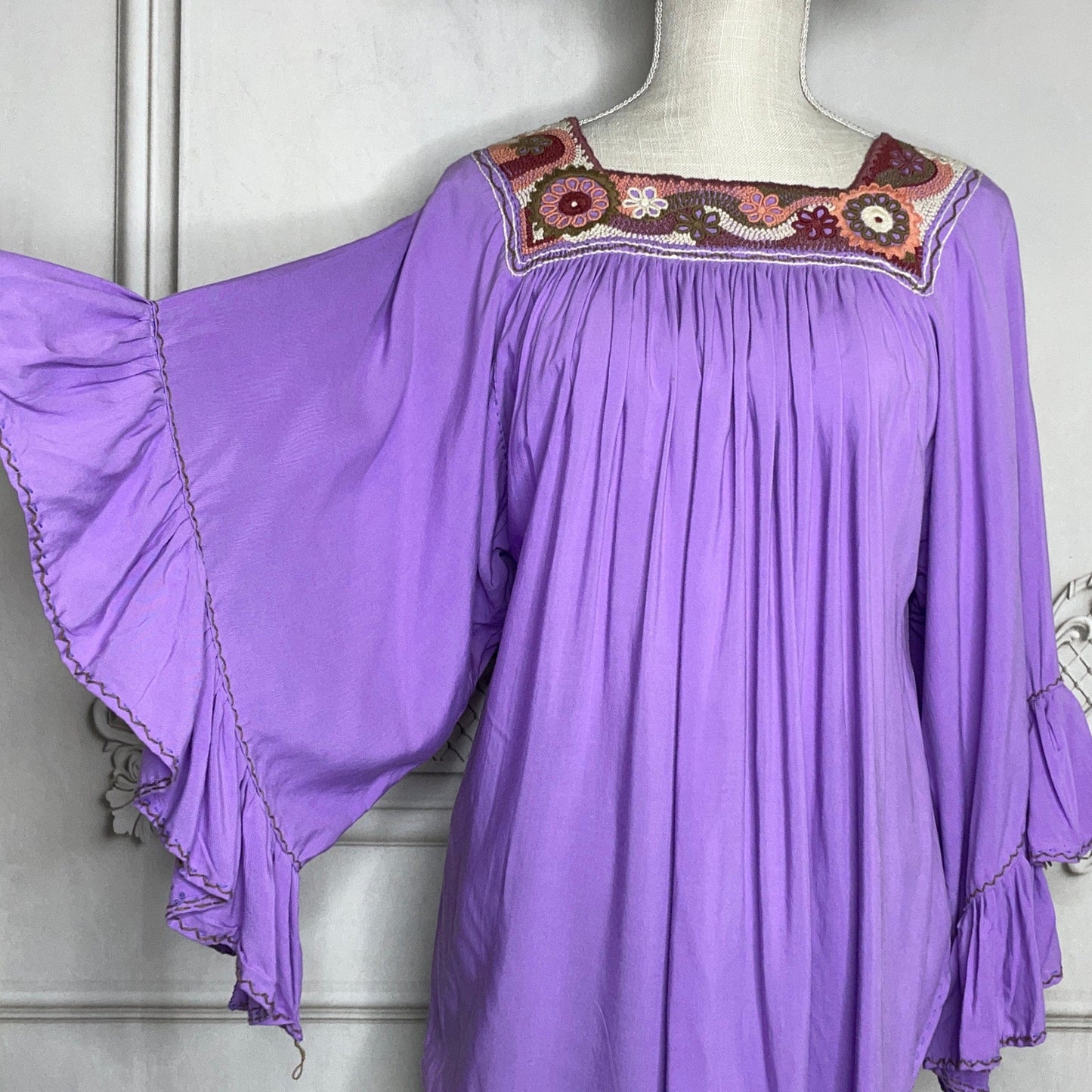 Rococo Square Neck Mexican Tunic - Bell Sleeve