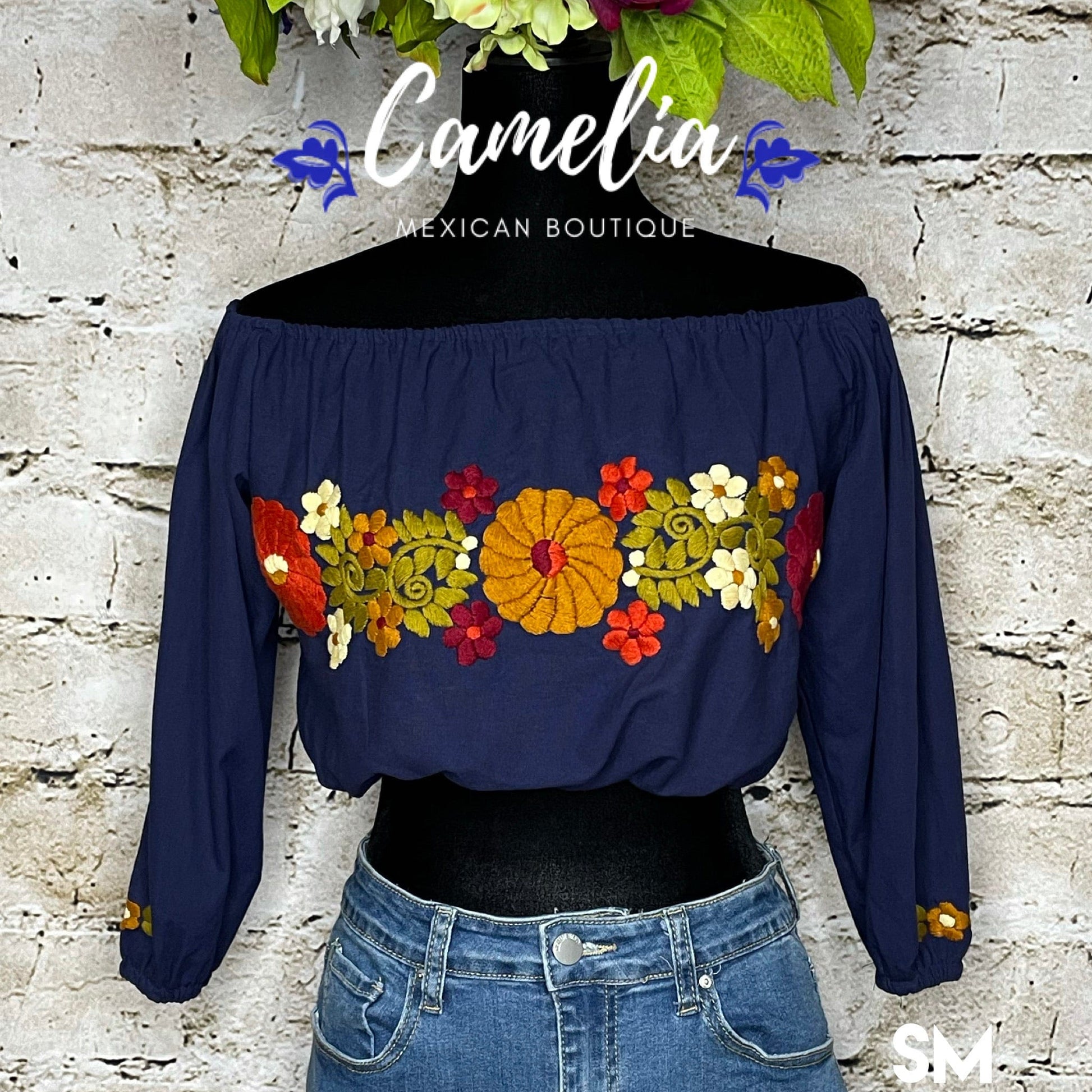 Rosie Off Shoulder Crop Top 3/4 Sleeve