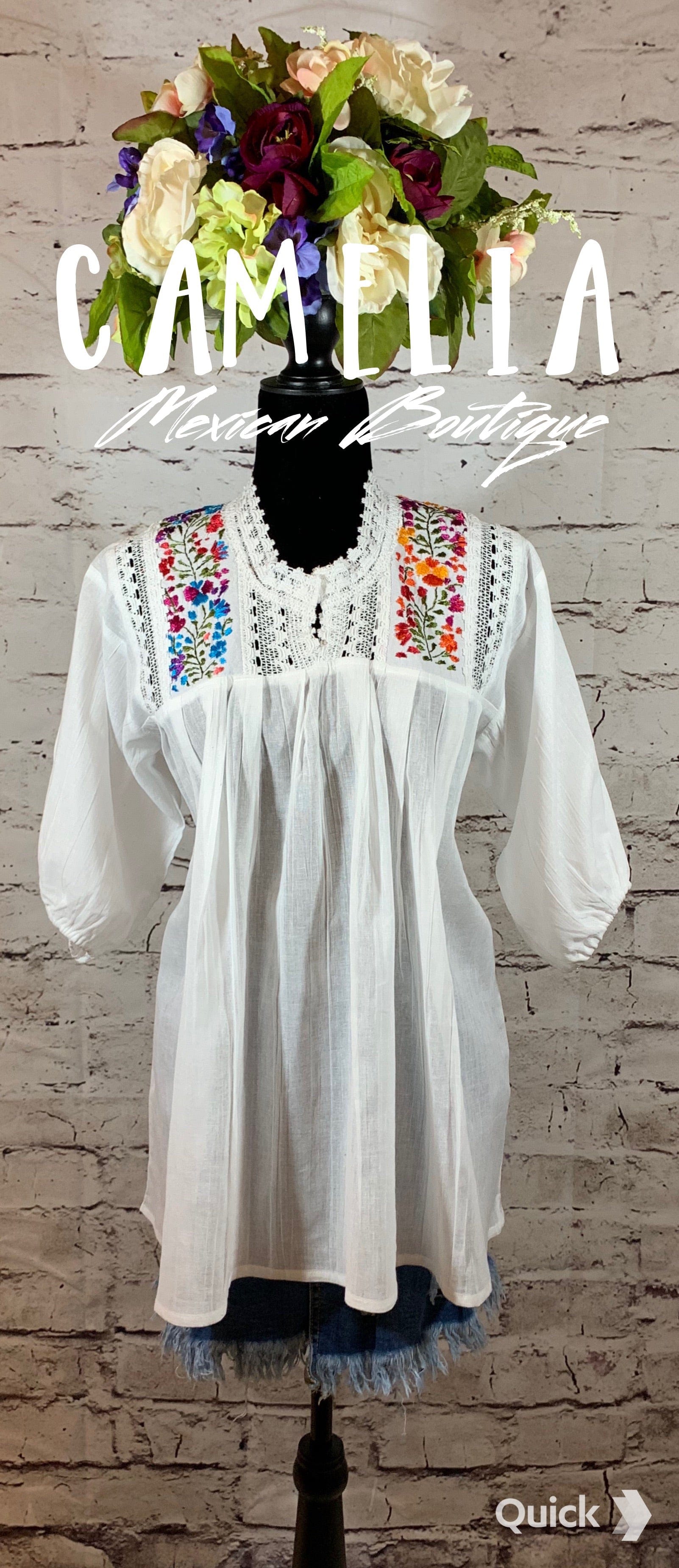 San Antonino Gauze Laced Blouse - 3/4 Sleeve