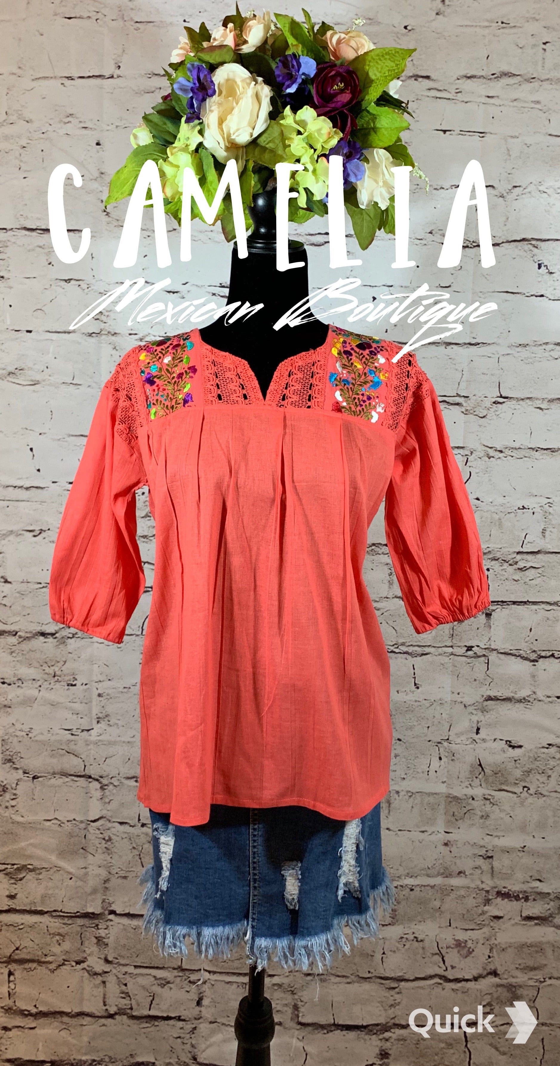 San Antonino Gauze Laced Blouse - 3/4 Sleeve
