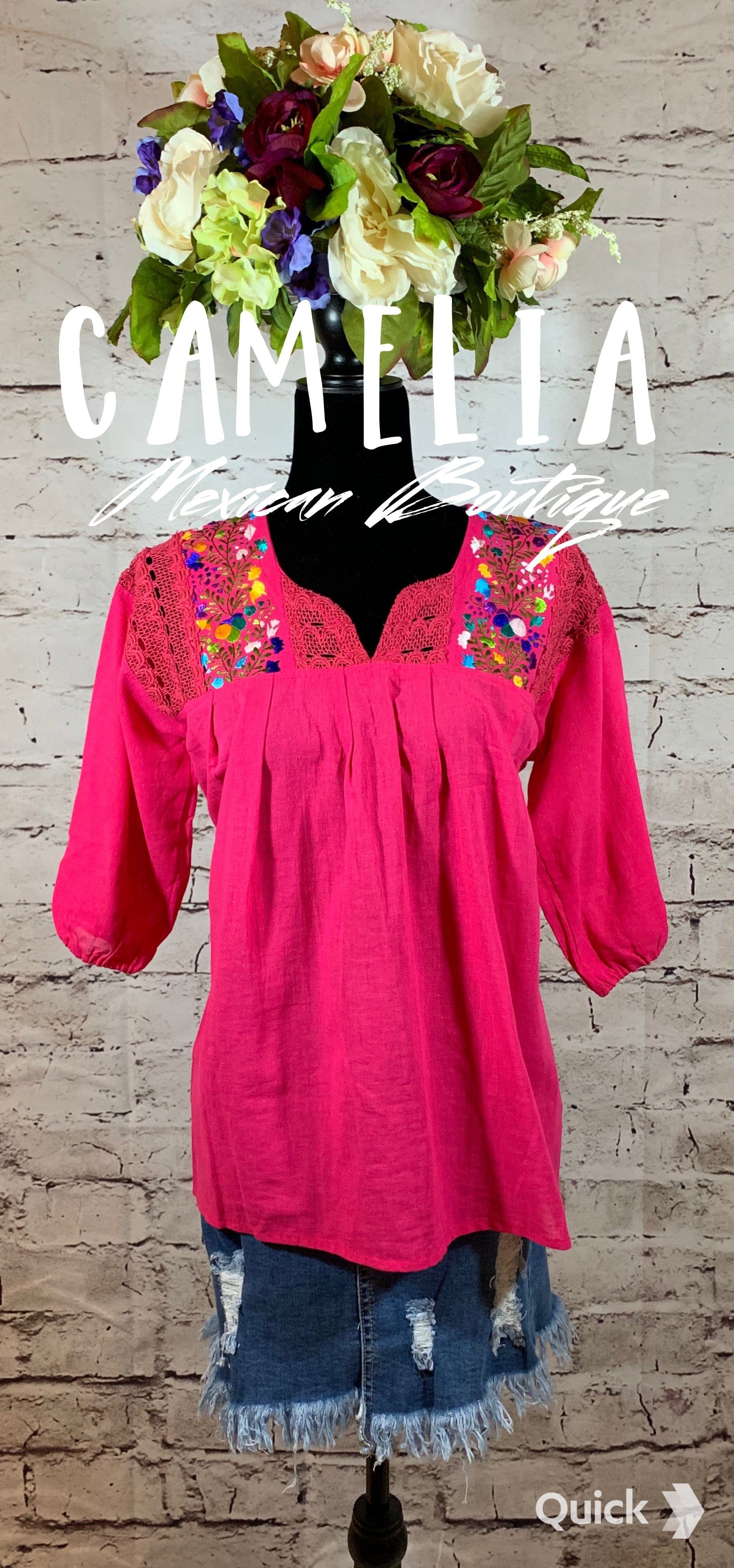 San Antonino Gauze Laced Blouse - 3/4 Sleeve