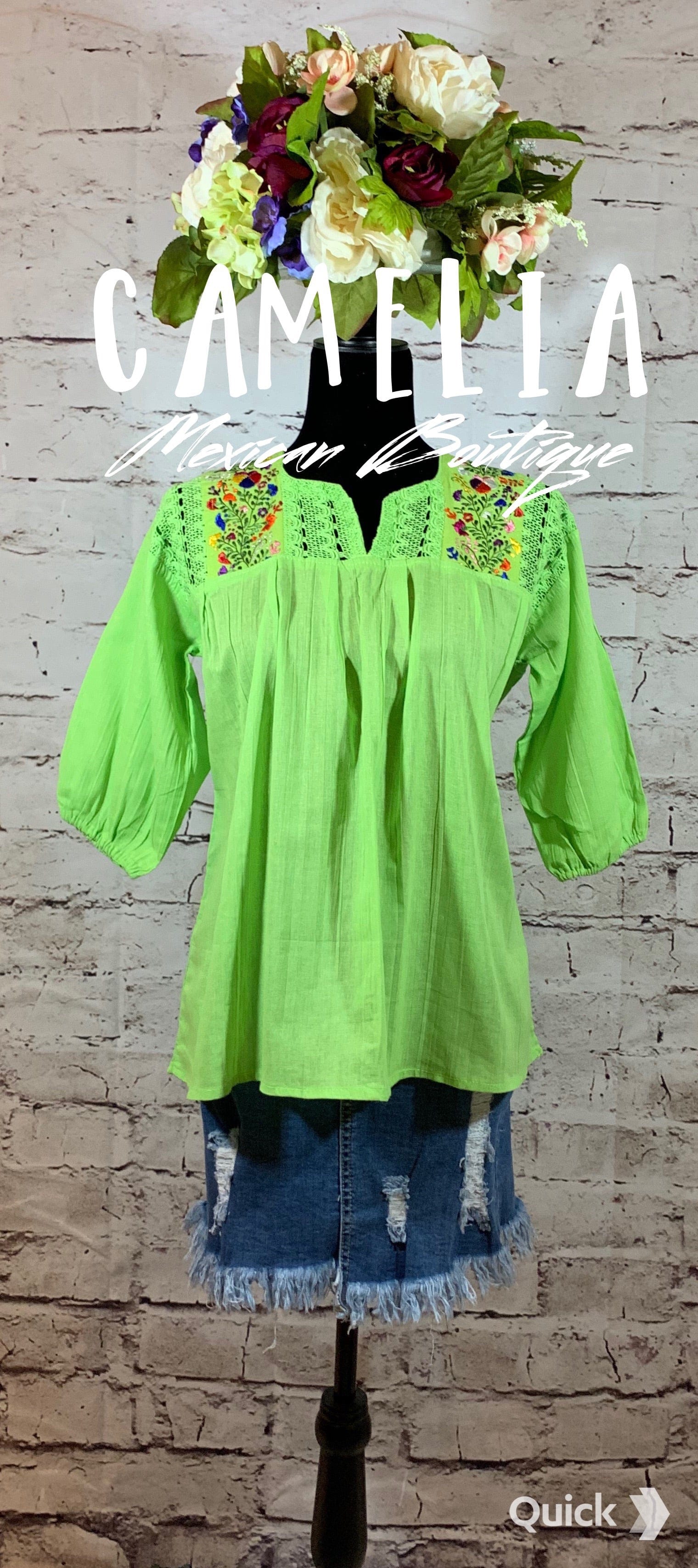 San Antonino Gauze Laced Blouse - 3/4 Sleeve