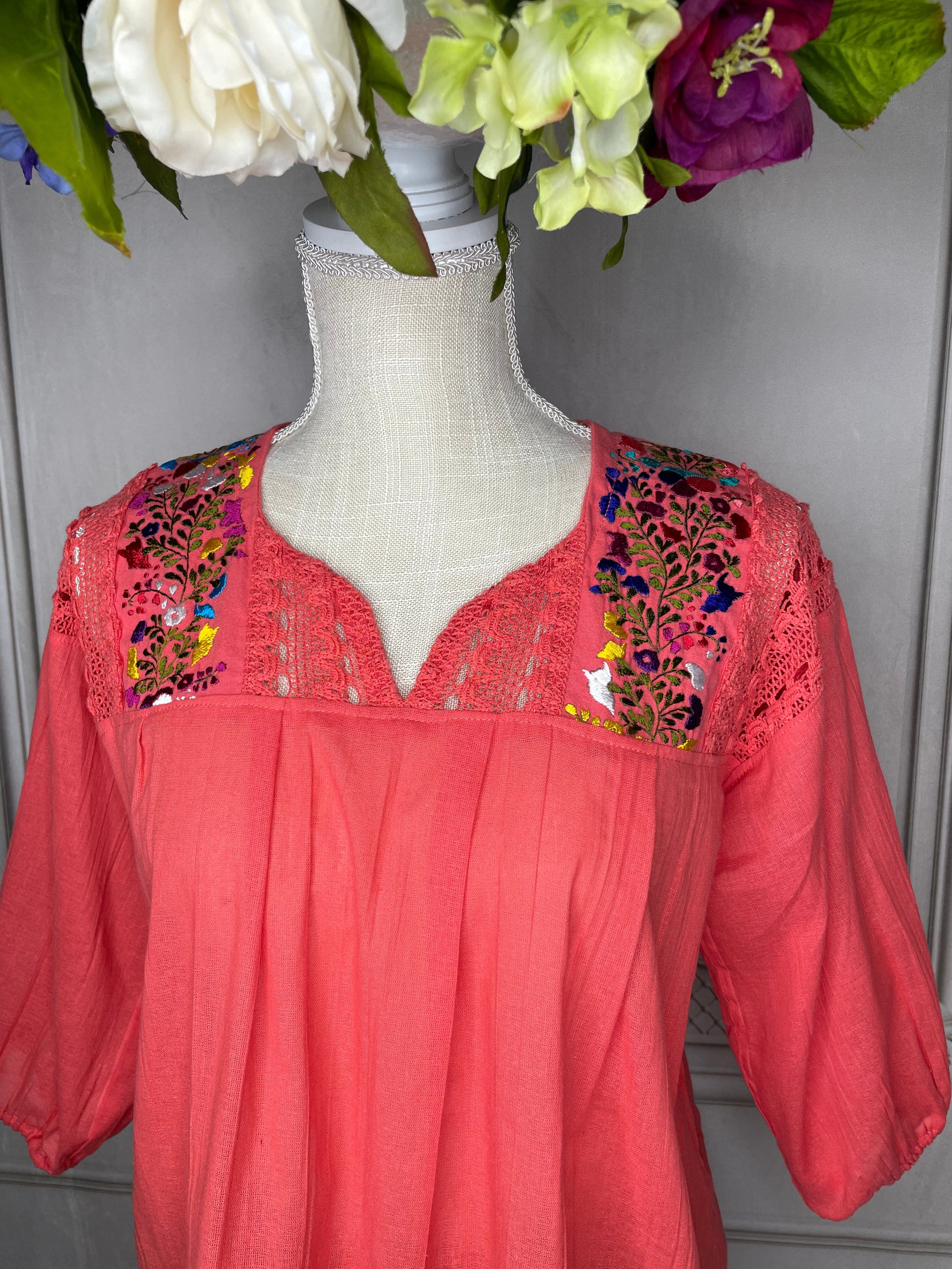 San Antonino Gauze Laced Blouse - 3/4 Sleeve