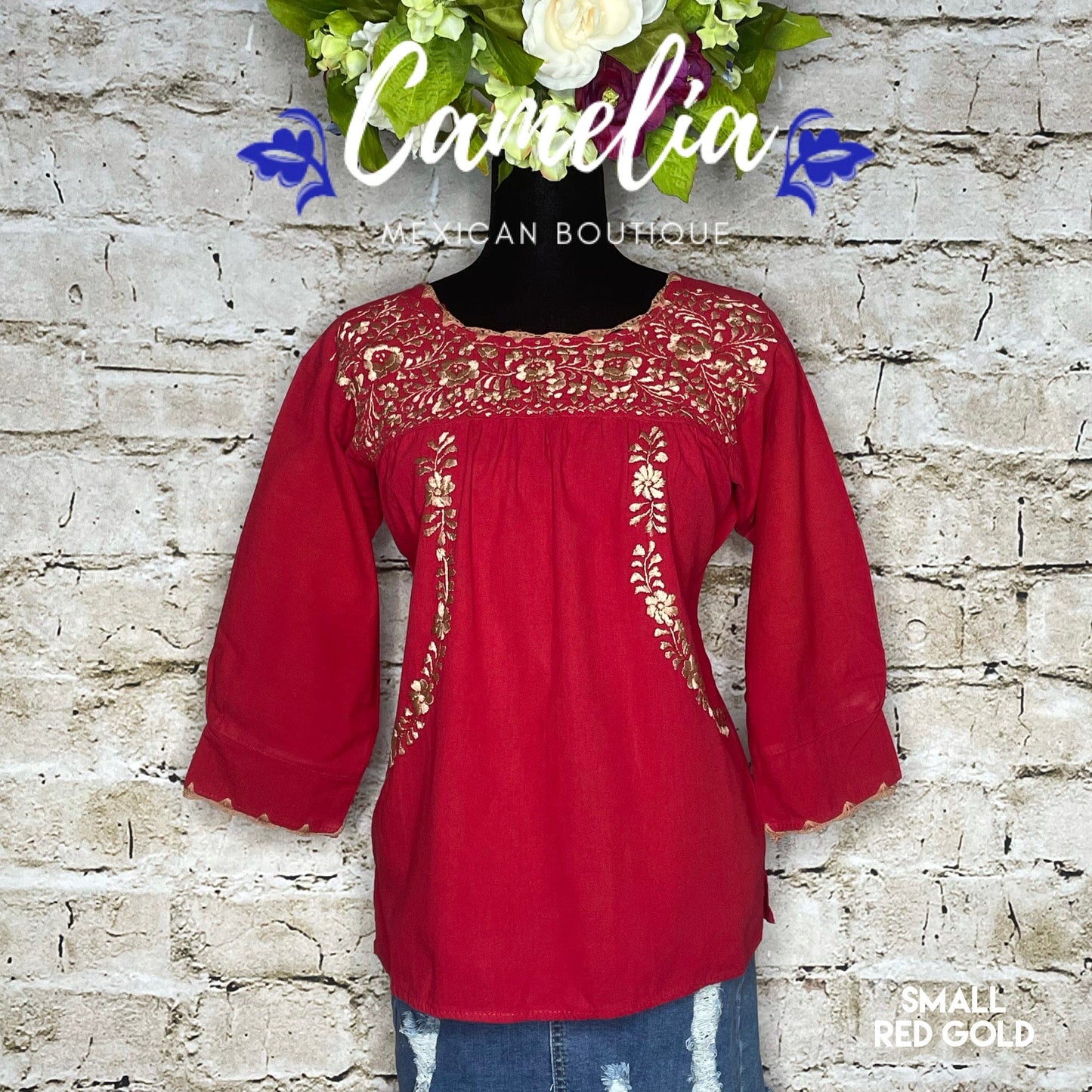 San Antonino Mexican Blouse - 3/4 Sleeve