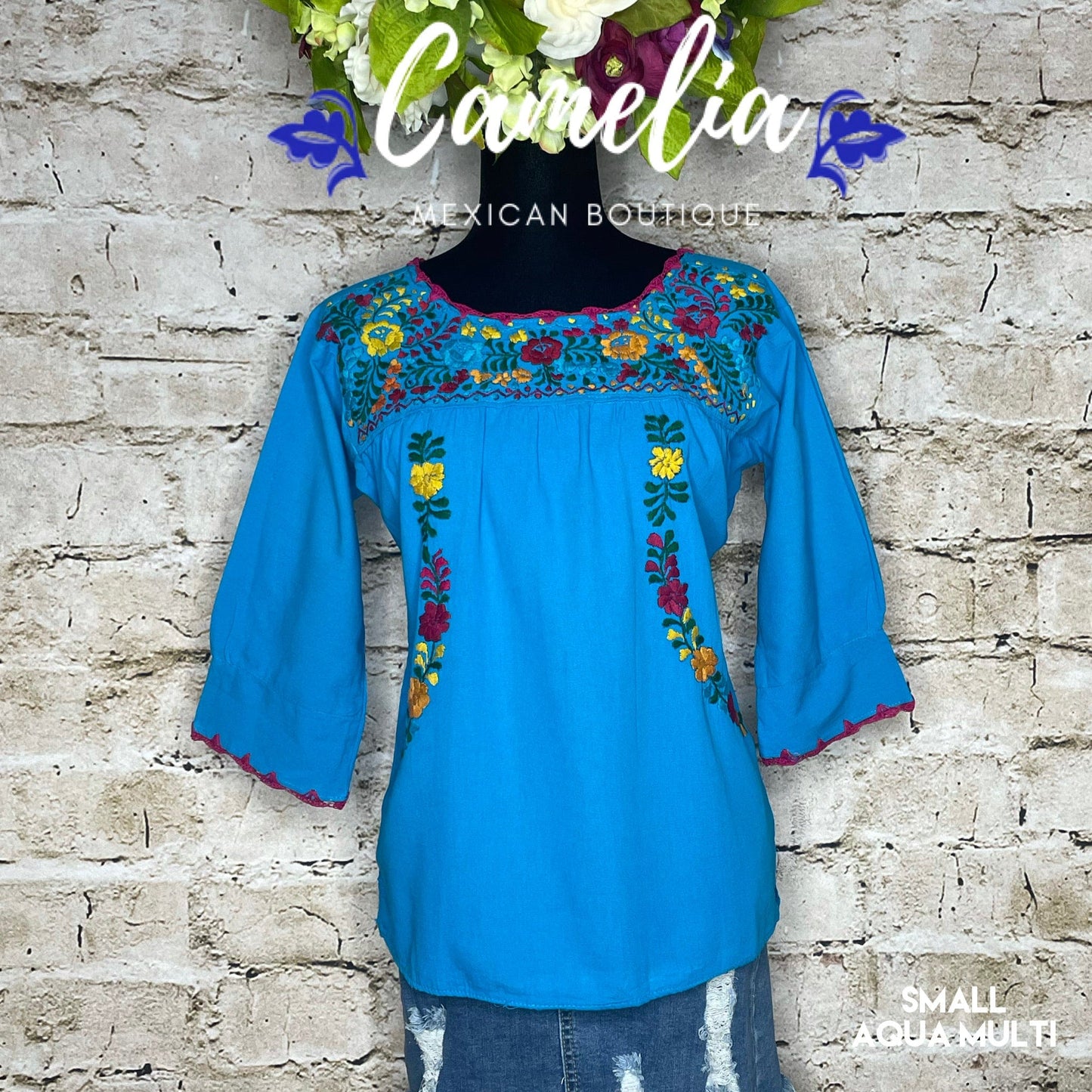 San Antonino Mexican Blouse - 3/4 Sleeve