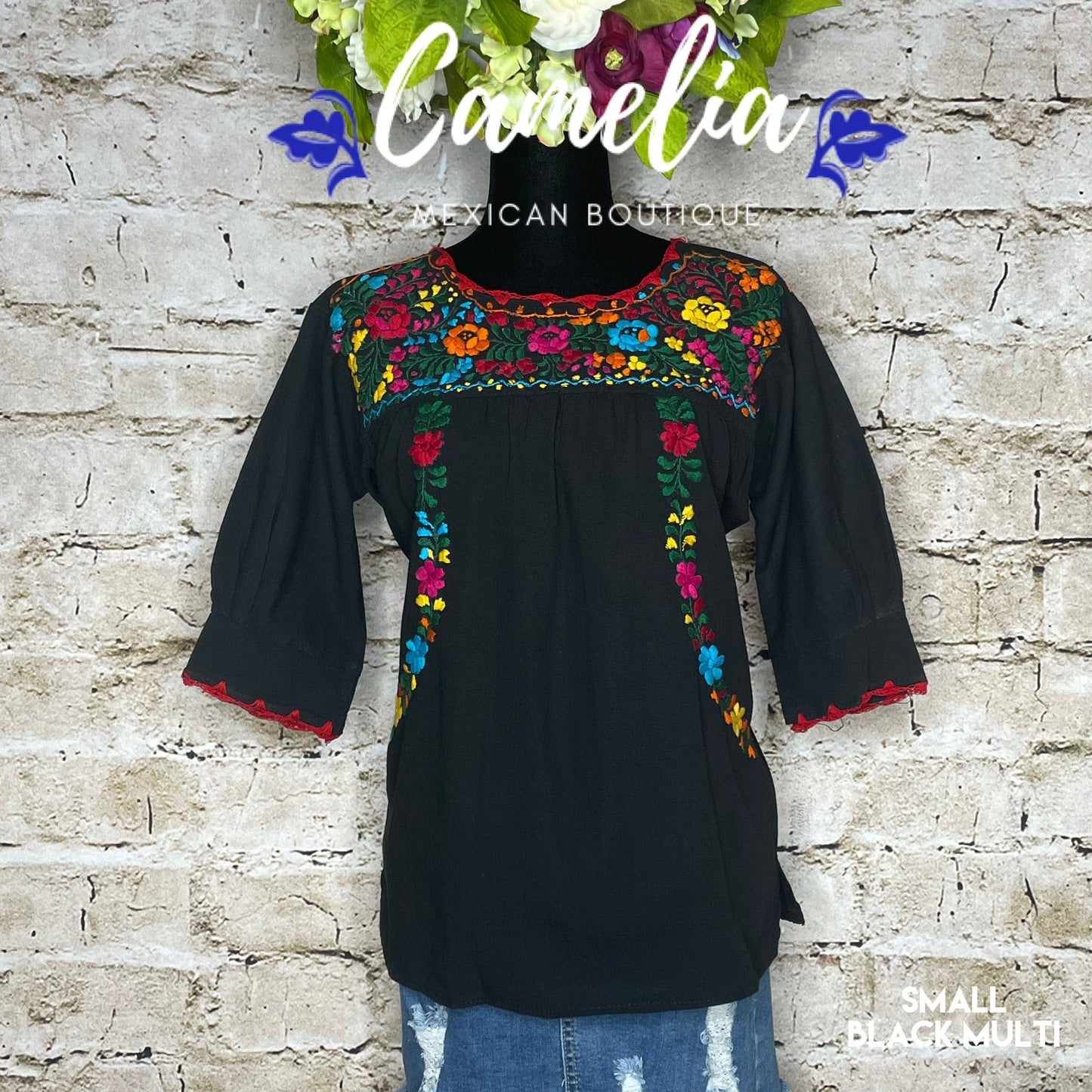 San Antonino Mexican Blouse - 3/4 Sleeve