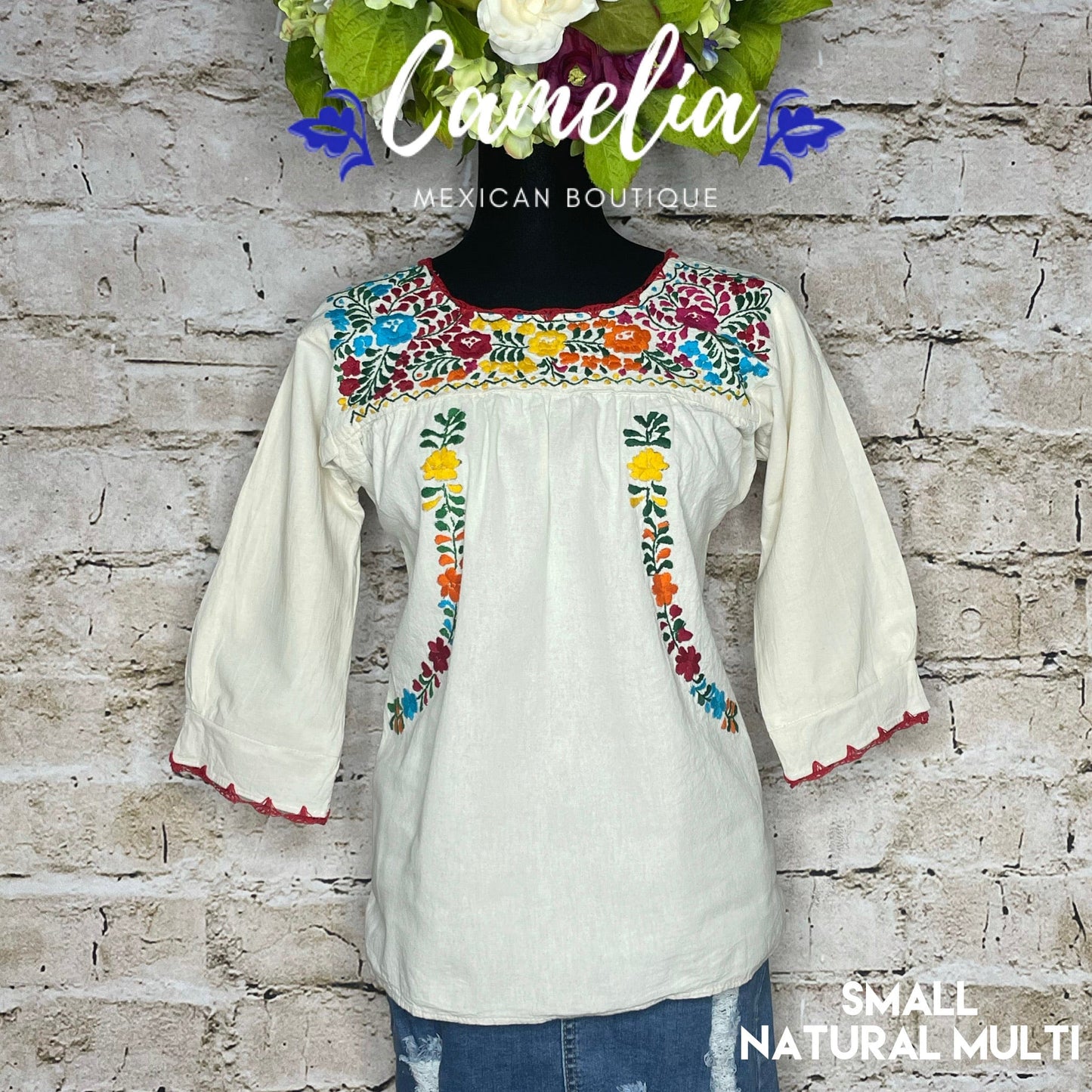 San Antonino Mexican Blouse - 3/4 Sleeve