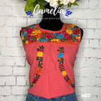 San Antonino Mexican Blouse - Sleeveless Cotton Embroidery