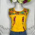 San Antonino Mexican Blouse - Sleeveless Cotton Embroidery