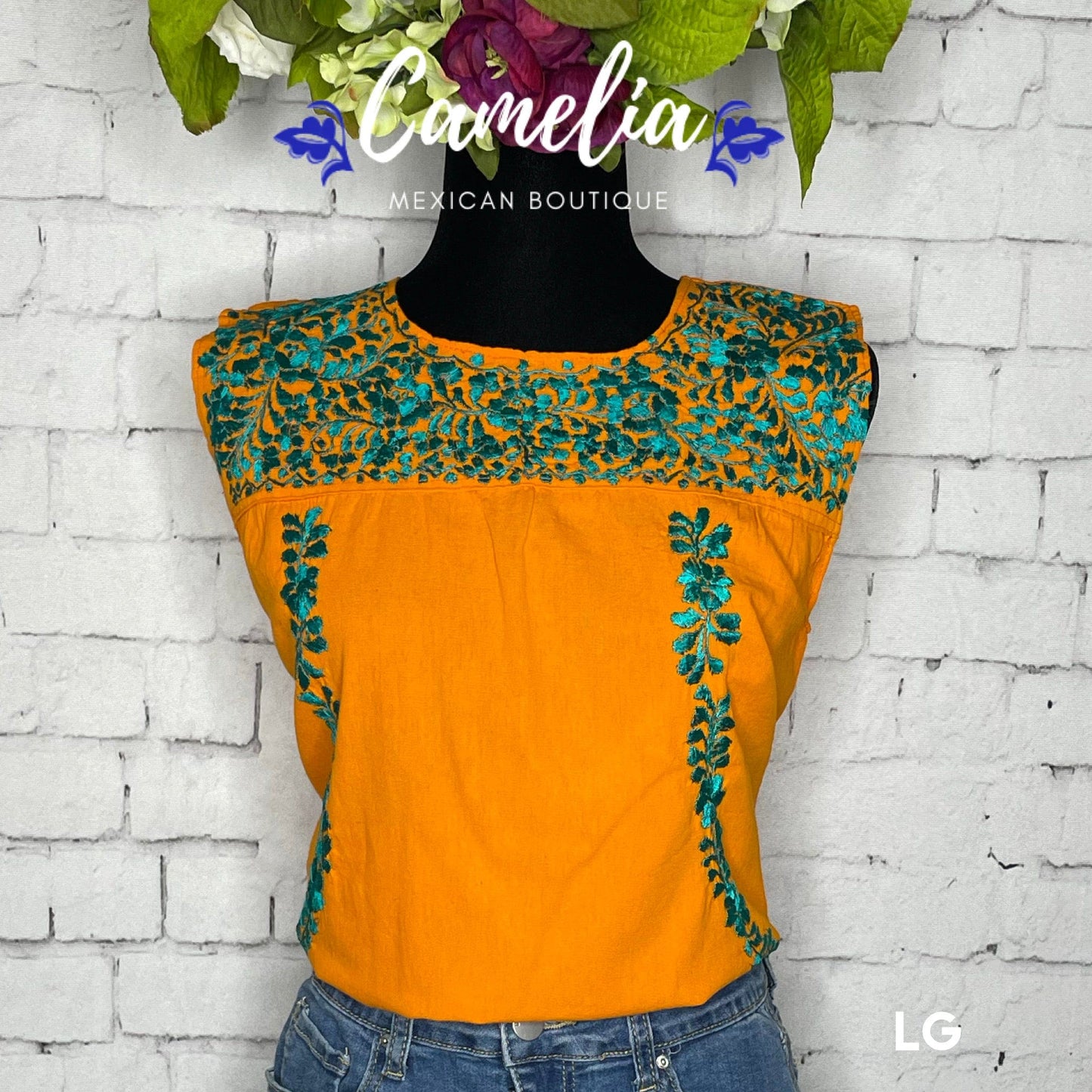 San Antonino Mexican Blouse - Sleeveless Silk Embroidery