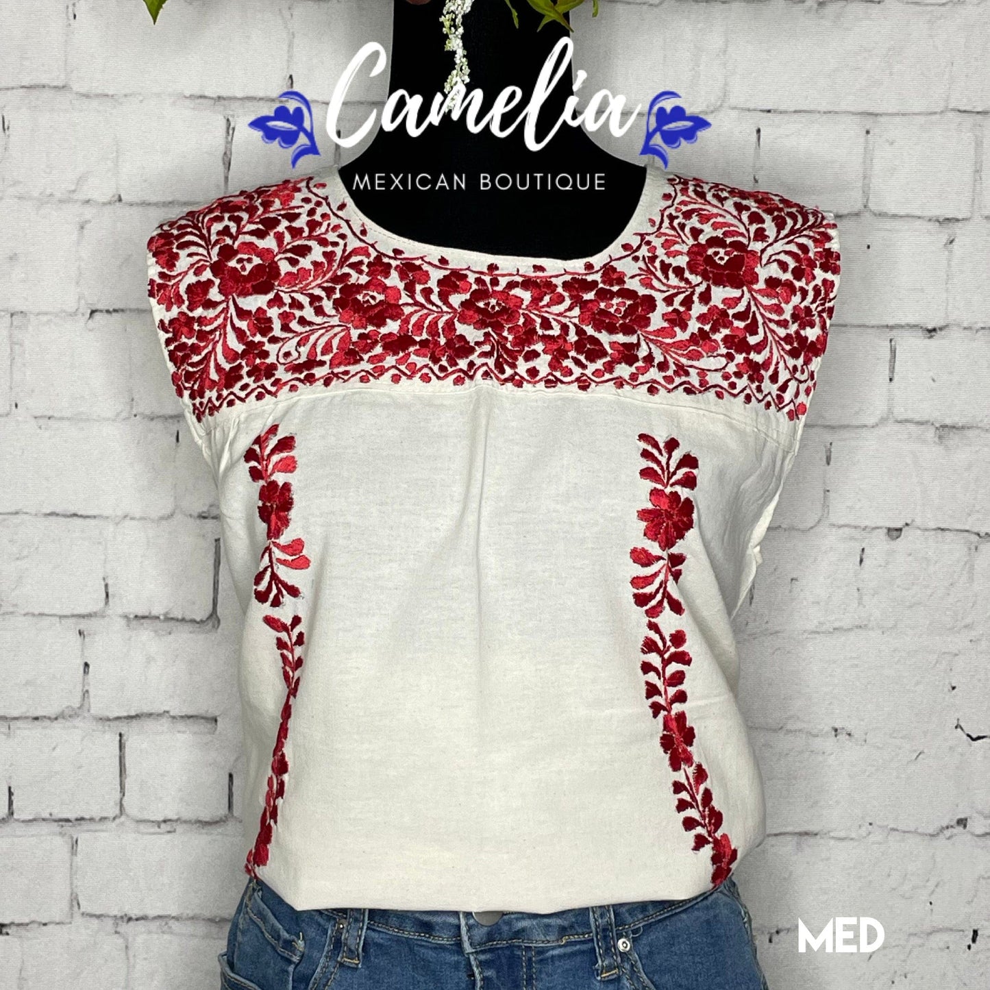 San Antonino Mexican Blouse - Sleeveless Silk Embroidery