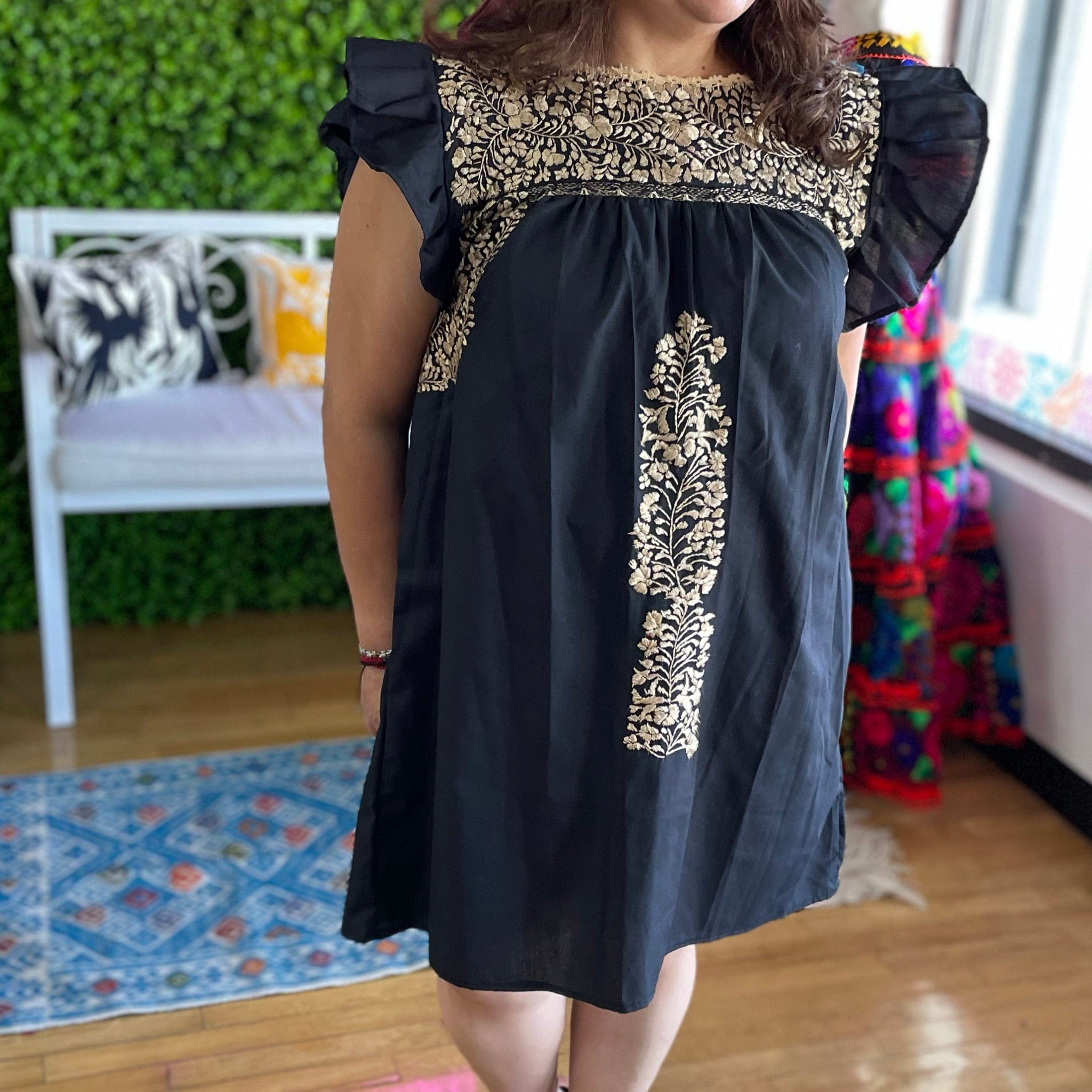 San Antonino Mexican Dress Short - Butterfly Sleeve