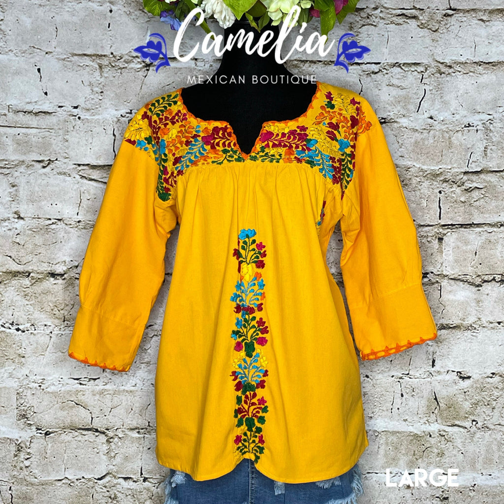 San Antonino Mexican Tunic V-Neck -  3/4 Sleeve