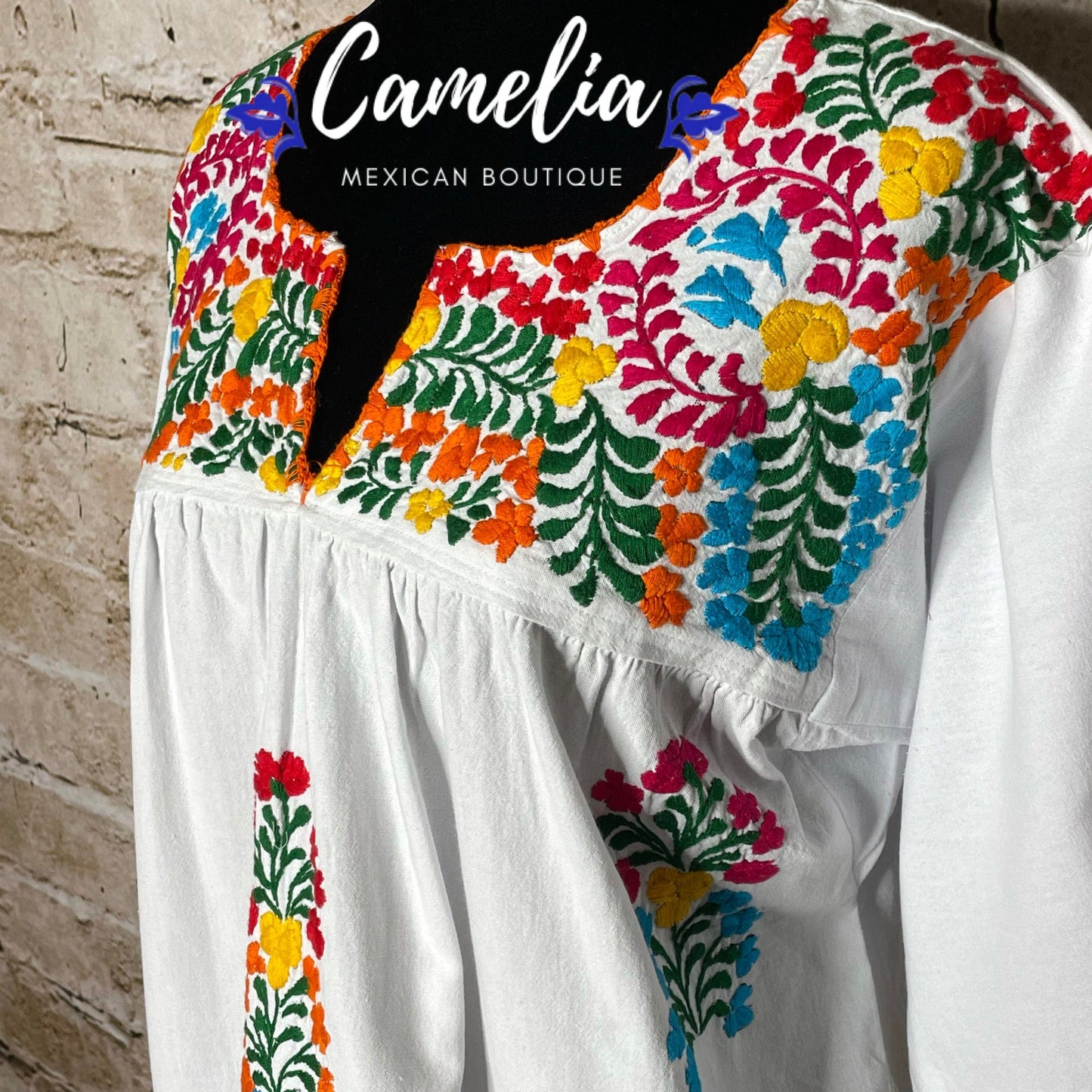 San Antonino Mexican Tunic V-Neck -  3/4 Sleeve