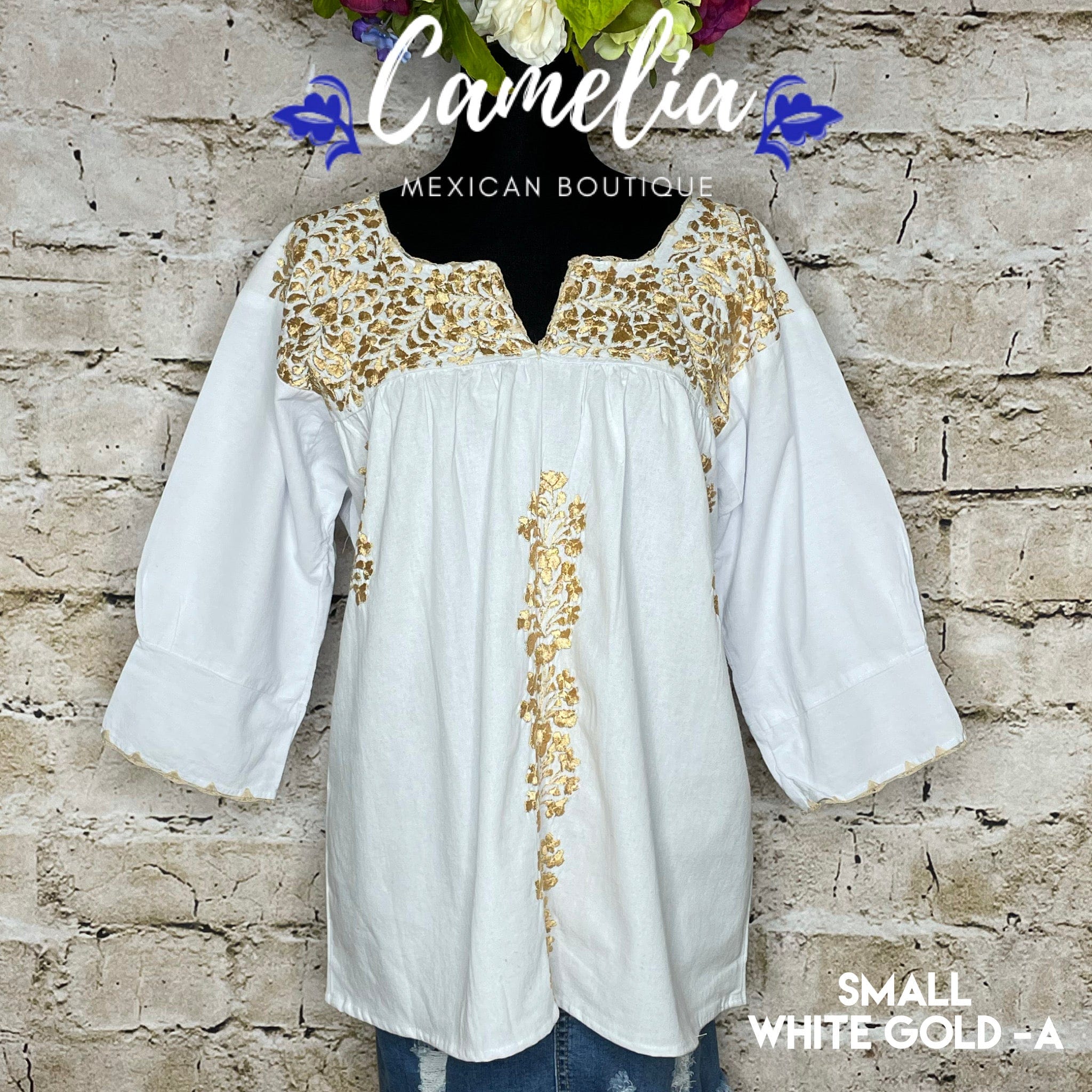 San Antonino Mexican Tunic V-Neck -  3/4 Sleeve