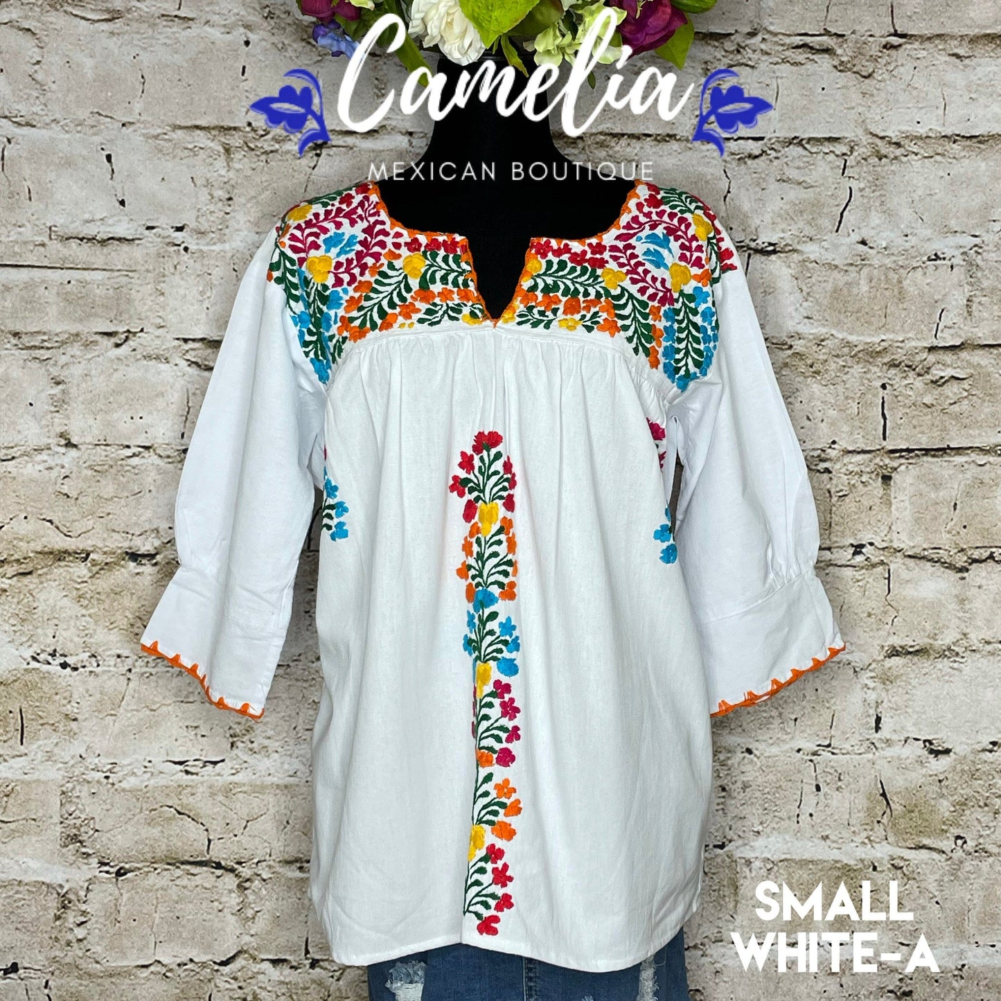 San Antonino Mexican Tunic V-Neck -  3/4 Sleeve