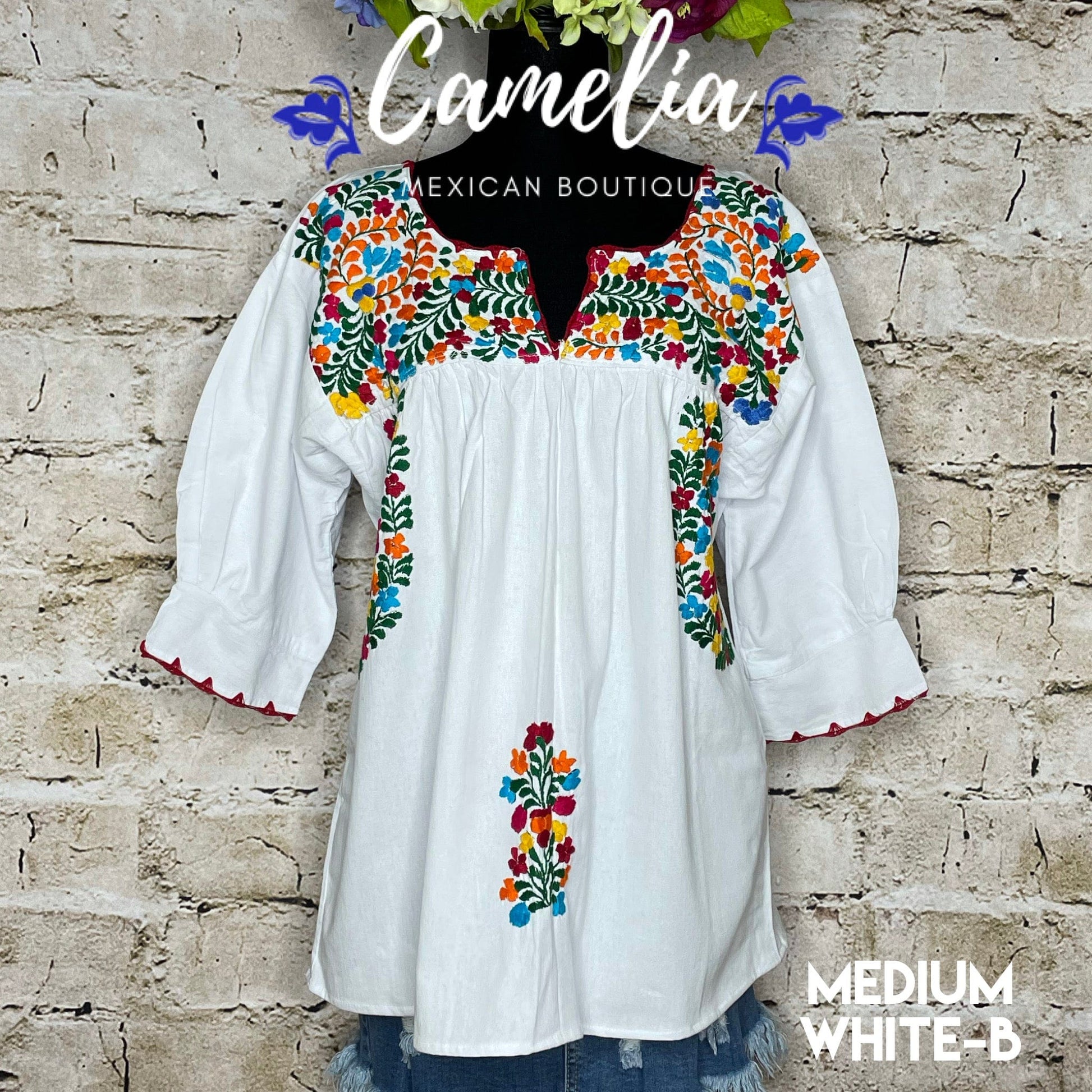 San Antonino Mexican Tunic V-Neck -  3/4 Sleeve