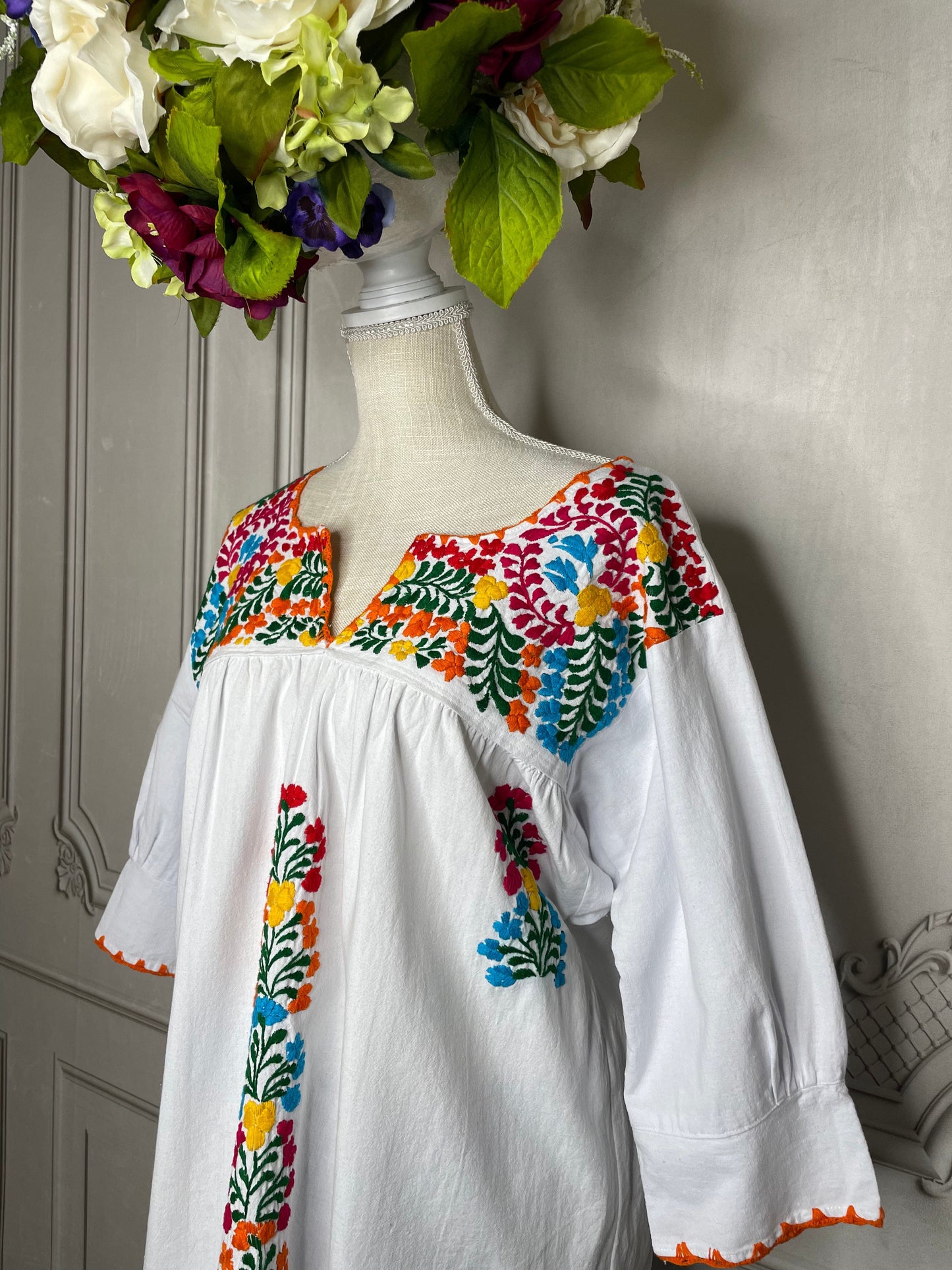 San Antonino Mexican Tunic V-Neck -  3/4 Sleeve