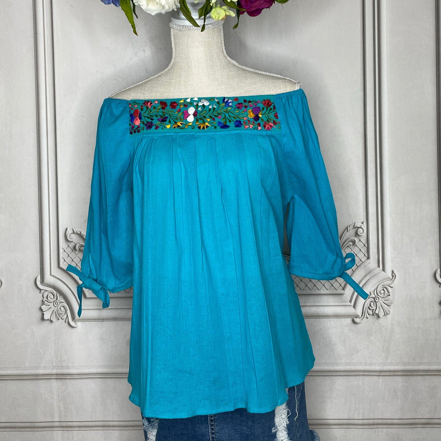 San Antonino  Off Shoulder Blouse - 3/4 Sleeve Gauze