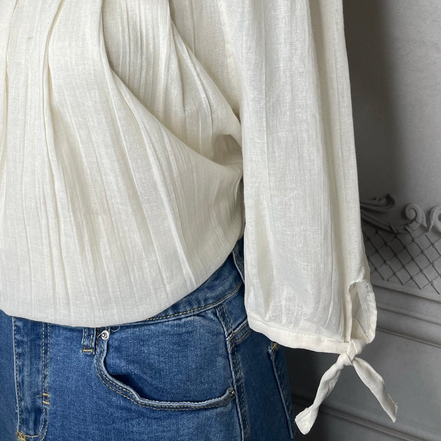 San Antonino  Off Shoulder Blouse - 3/4 Sleeve Gauze