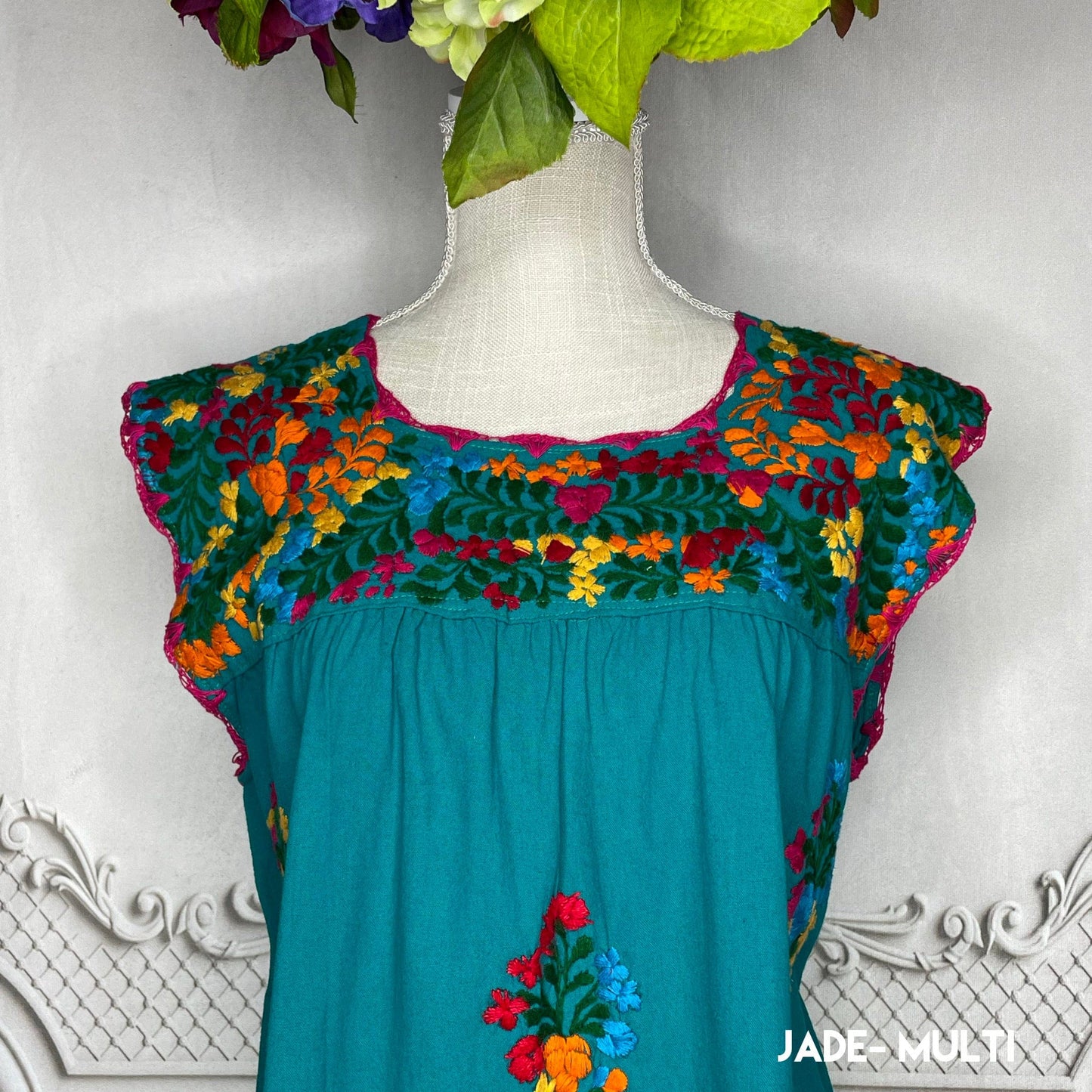 San Antonino Sleeveless Dress - Knee Length Cotton Embroidery