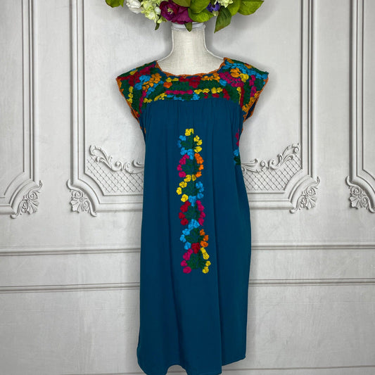 San Antonino Sleeveless Dress - Knee Length Cotton Embroidery