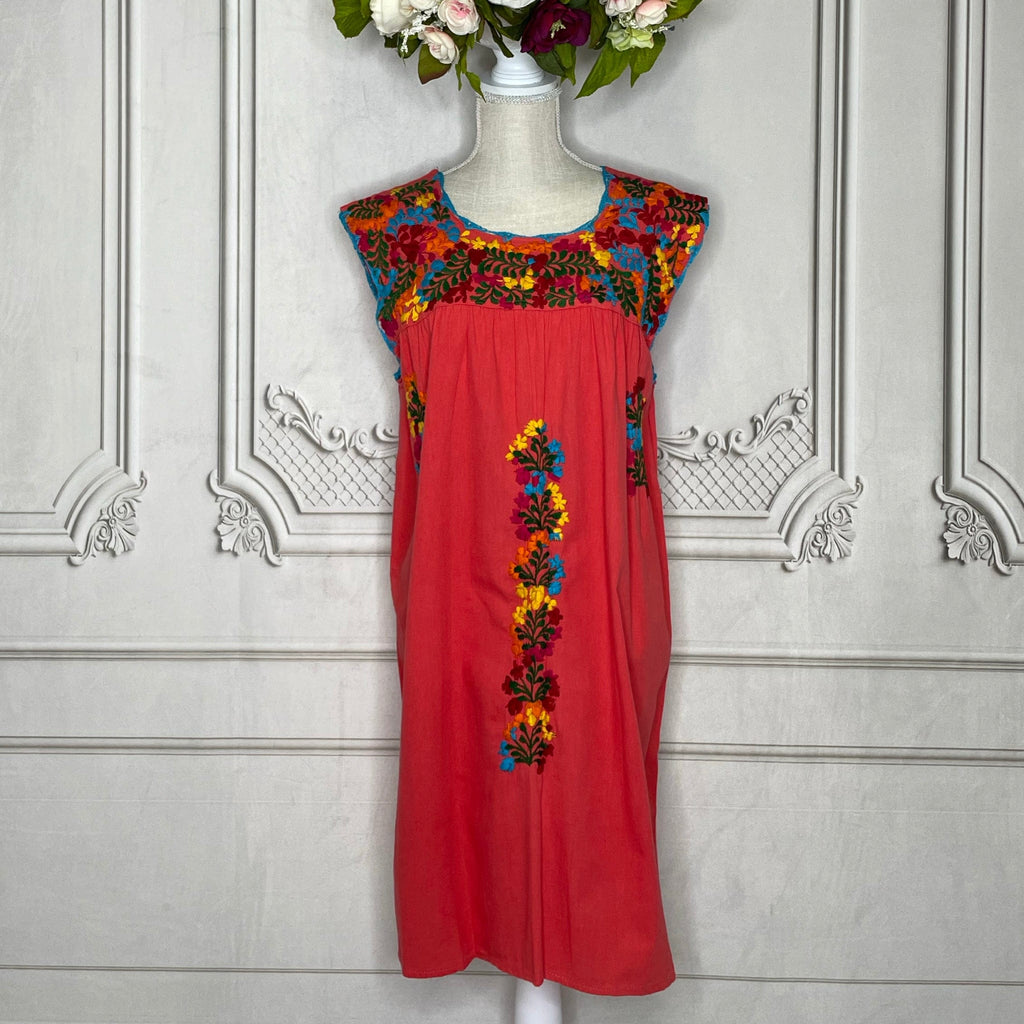 San Antonino Sleeveless Dress - Knee Length Cotton Embroidery