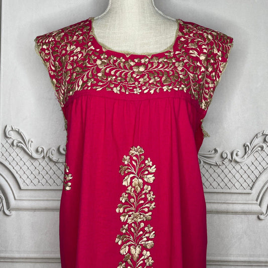 San Antonino Sleeveless Dress - Knee Length Silk Embroidery