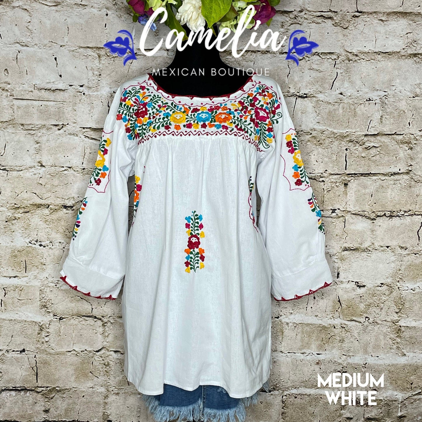 San Antonio Mexican Tunic 3/4 Sleeve Detailed