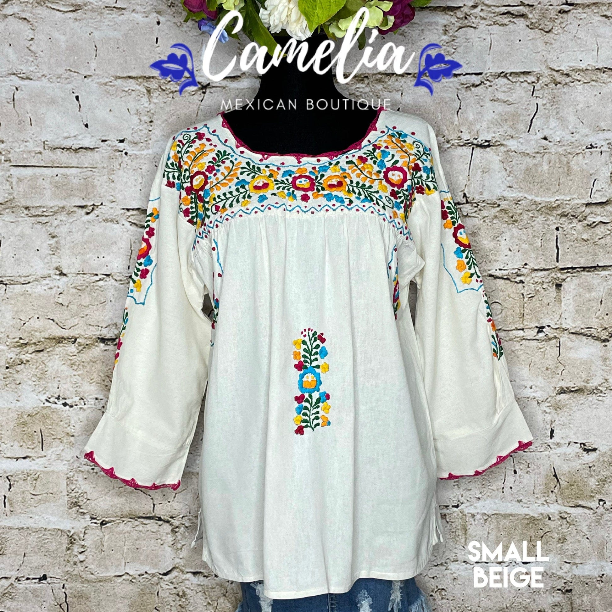 San Antonio Mexican Tunic 3/4 Sleeve Detailed