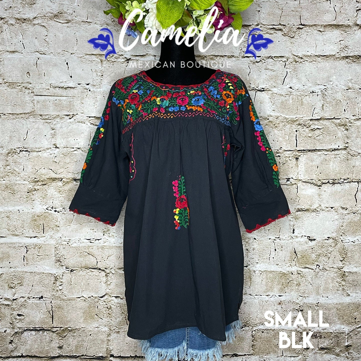 San Antonio Mexican Tunic 3/4 Sleeve Detailed