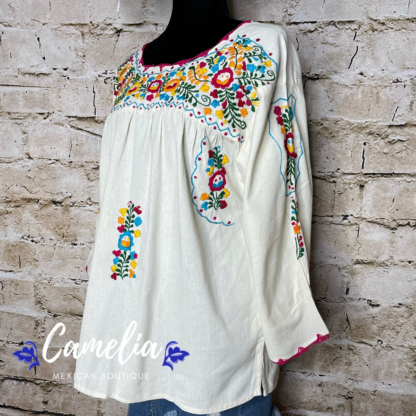 San Antonio Mexican Tunic 3/4 Sleeve Detailed