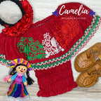 Tri-Color VIVA MEXICO Girls Off Shoulder Elastic Blouse