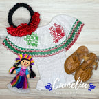 Tri-Color VIVA MEXICO Girls Off Shoulder Elastic Blouse