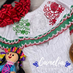 Tri-Color VIVA MEXICO Girls Off Shoulder Elastic Blouse