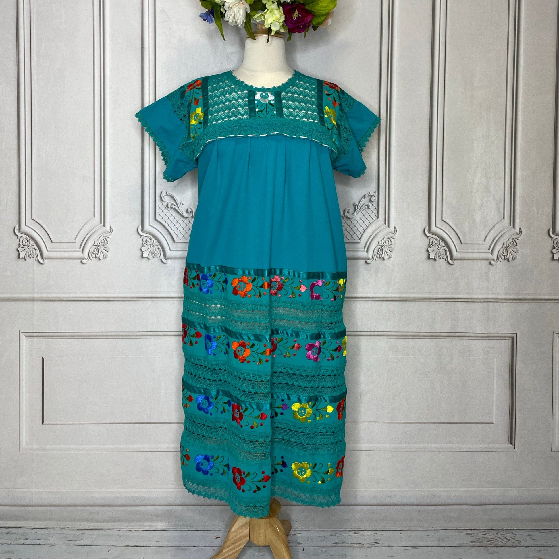 Yucatan Midi Lace Mexican Dress - Margarita