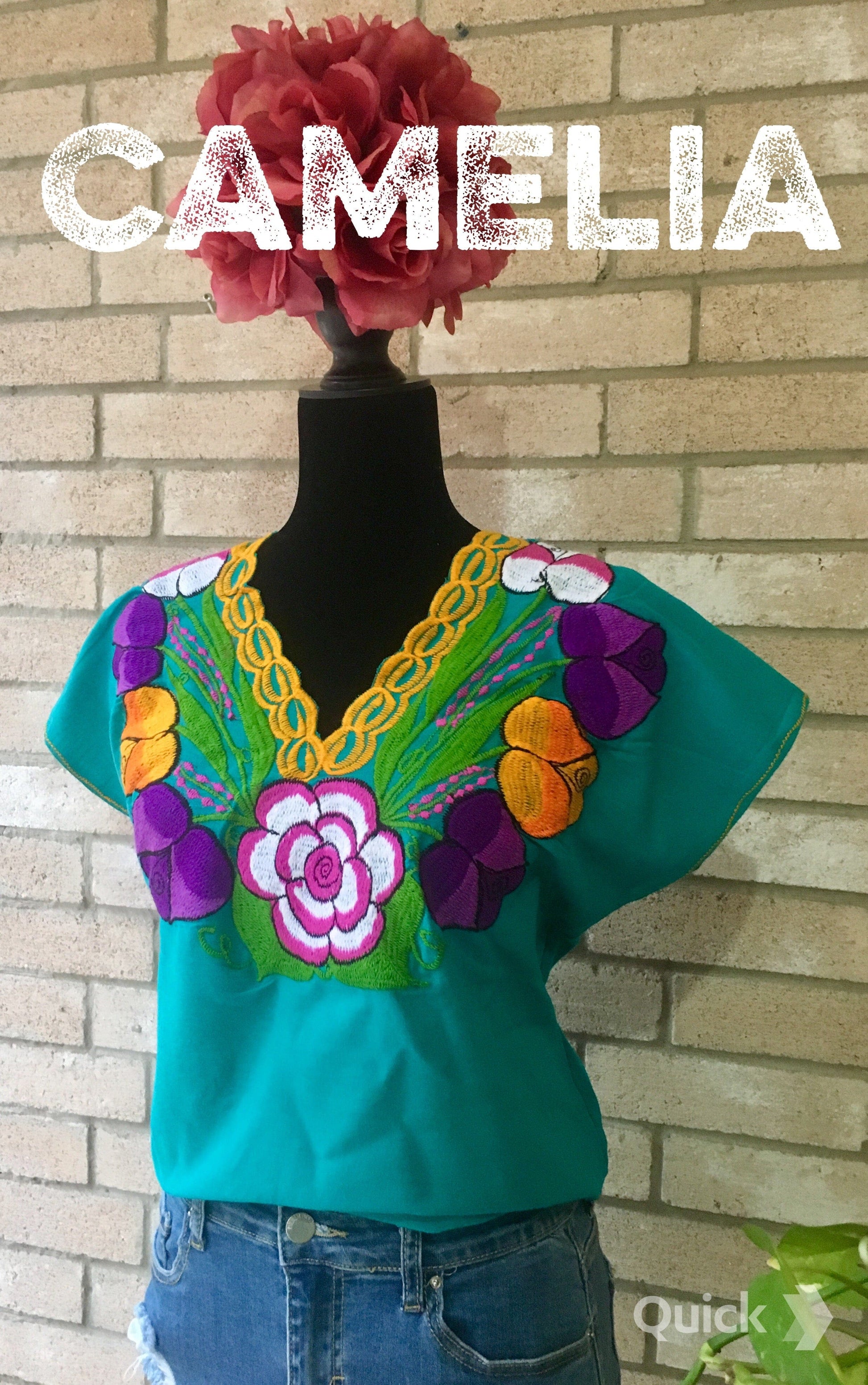 Zinnia Embroidered Mexican Blouse - PLUS