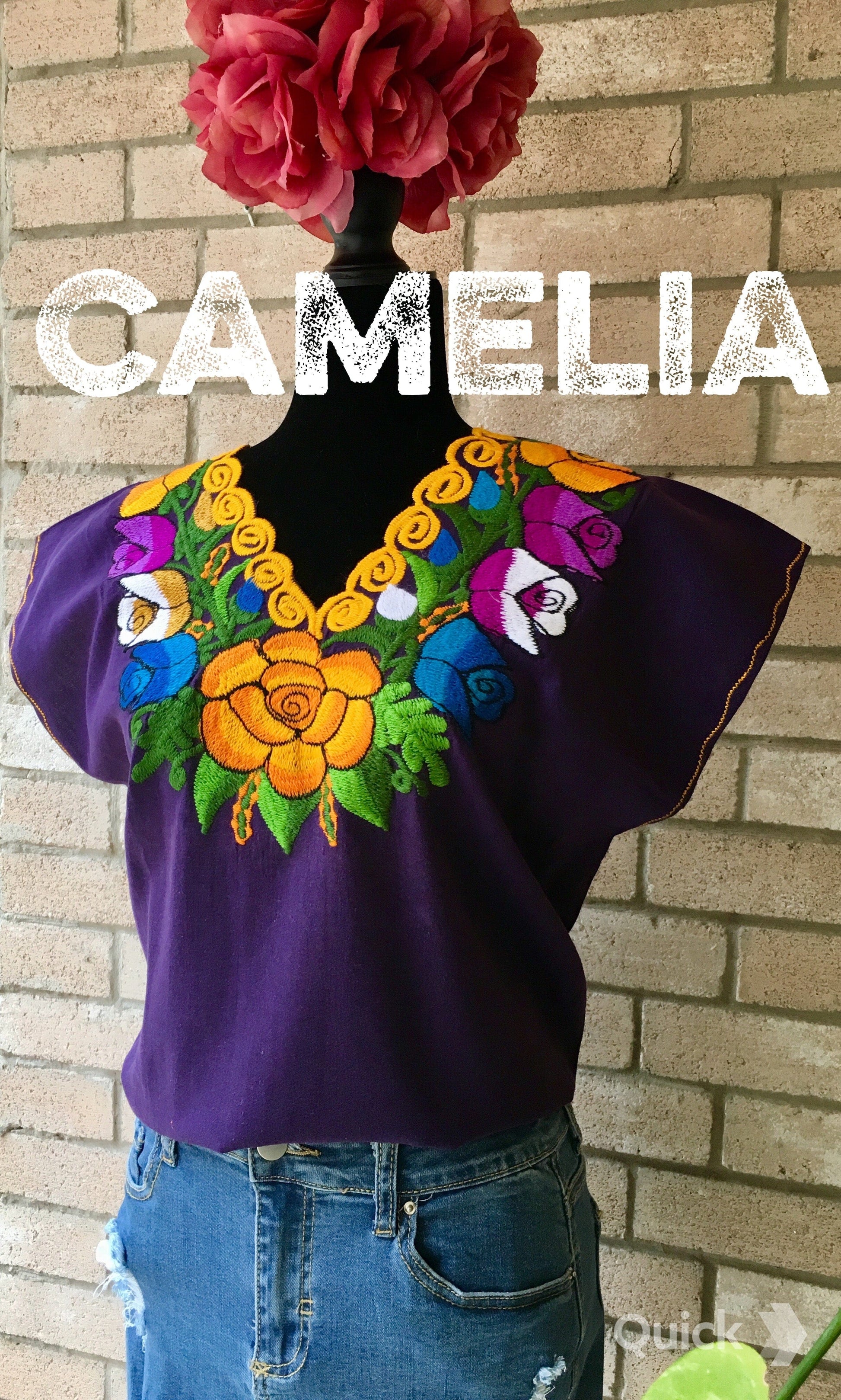 Zinnia Embroidered Mexican Blouse - PLUS