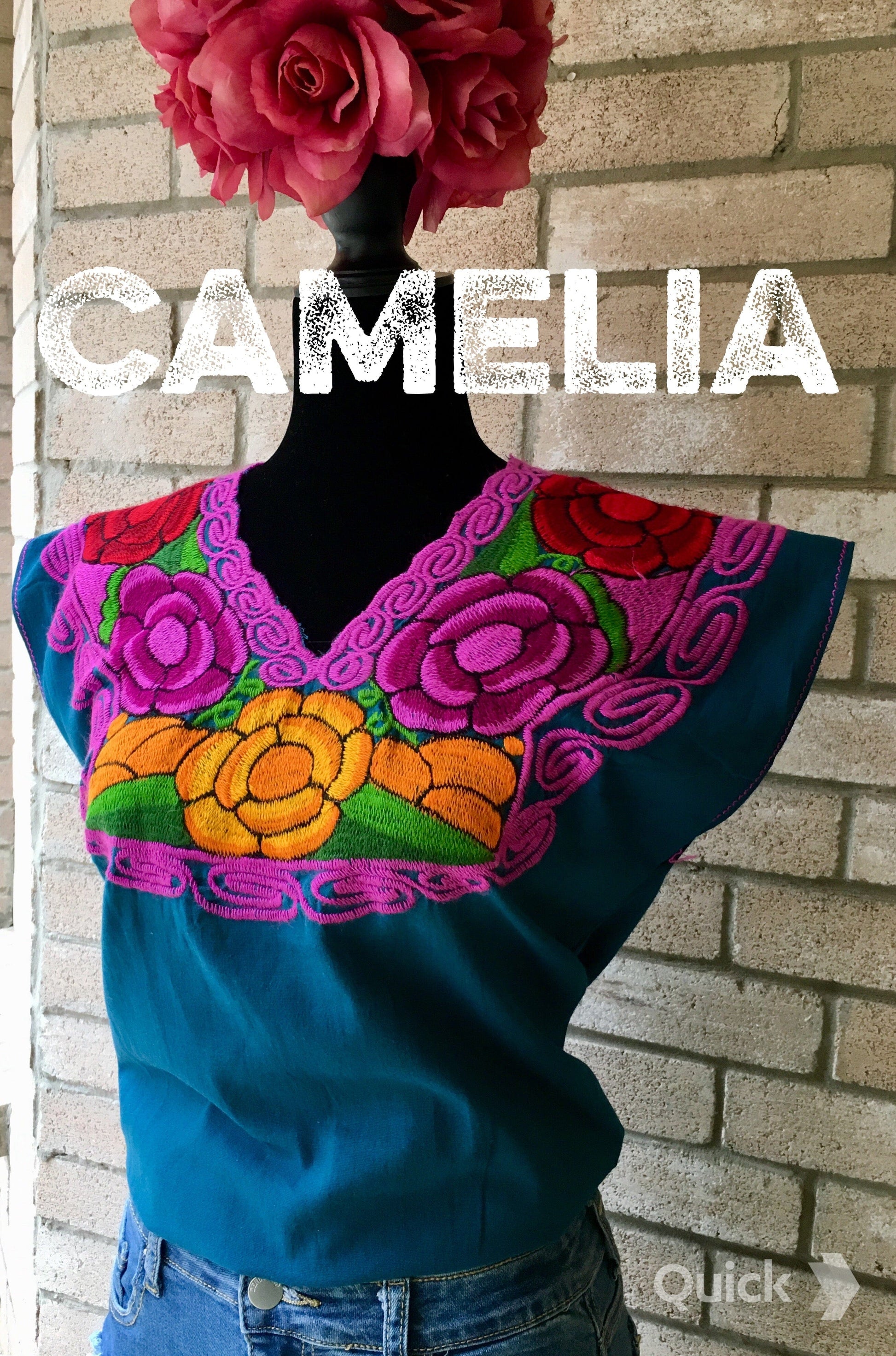 Zinnia Embroidered Mexican Blouse - PLUS