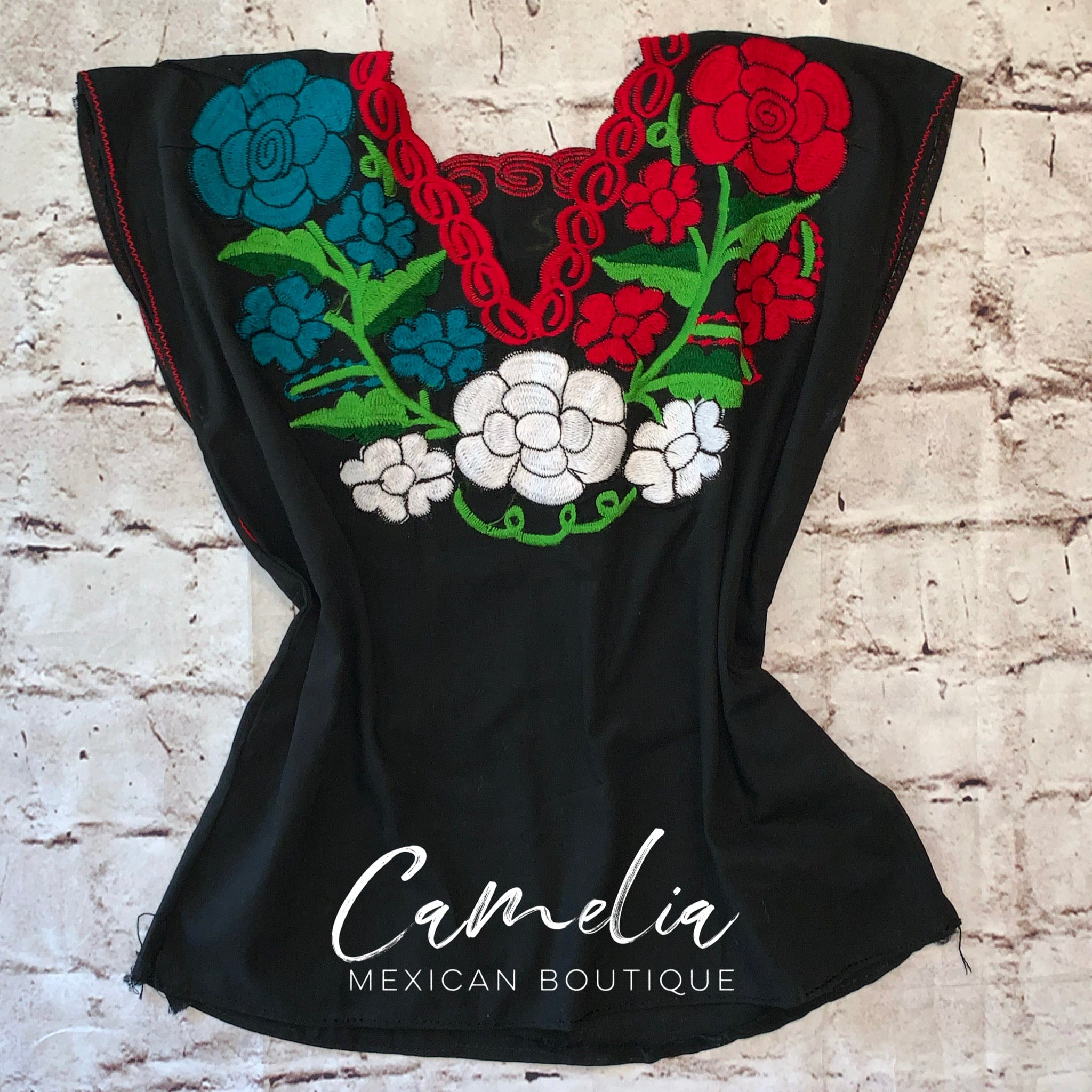 Zinnia Embroidered Mexican Blouse - VIVA MEXICO