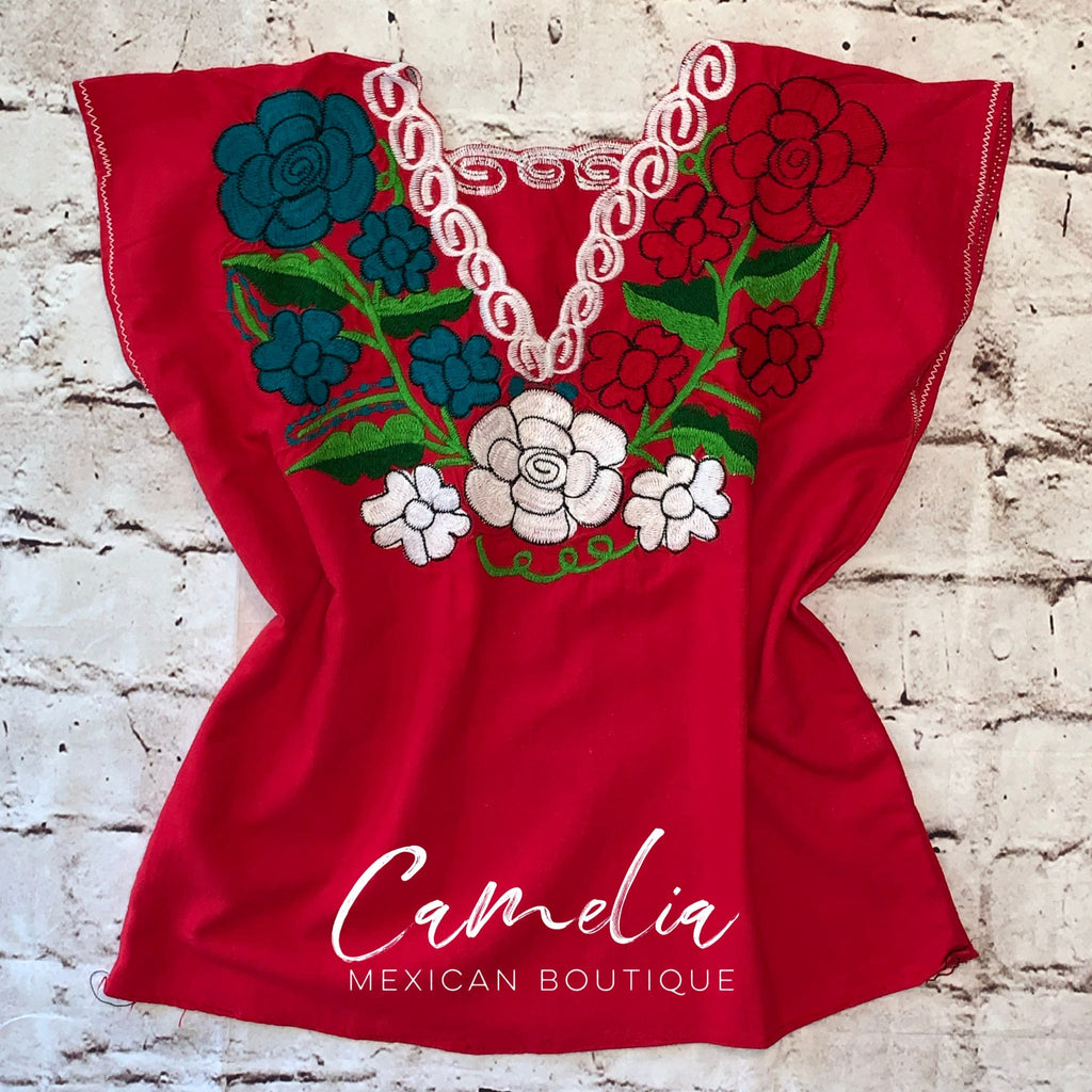 Zinnia Embroidered Mexican Blouse - VIVA MEXICO